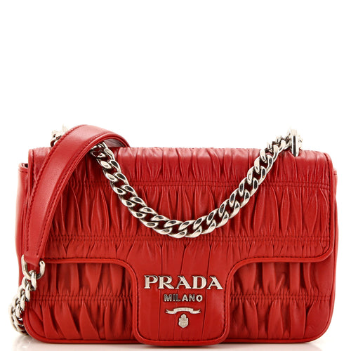 PRADA Chain Flap Shoulder Bag Nappa Gaufre Small