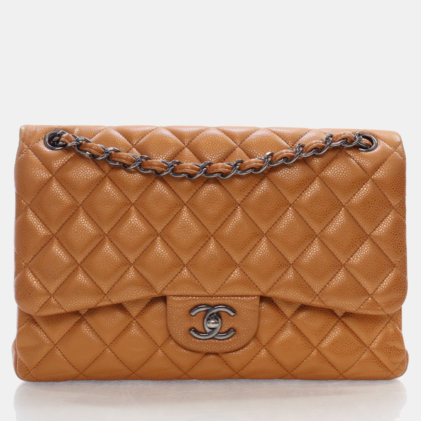 Chanel Brpnze Patent Leather Jumbo Classic Double Flap Shoulder Bag