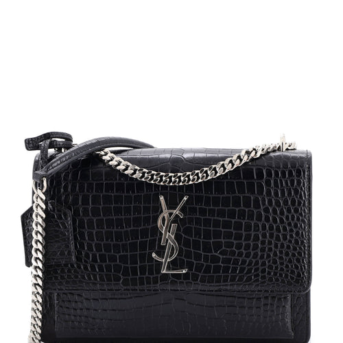Sunset Crossbody Bag Crocodile Embossed Leather Medium