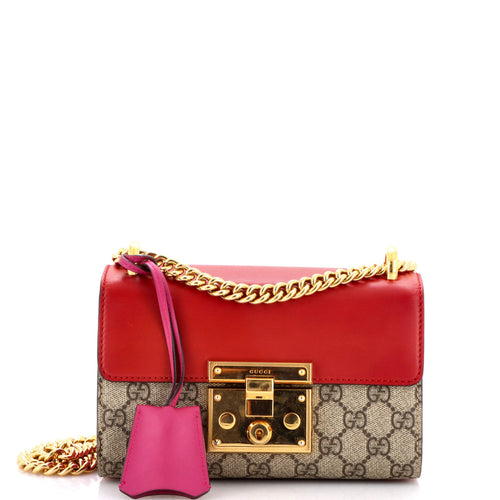 GUCCI Padlock Shoulder Bag GG Coated Canvas and Leather Small
