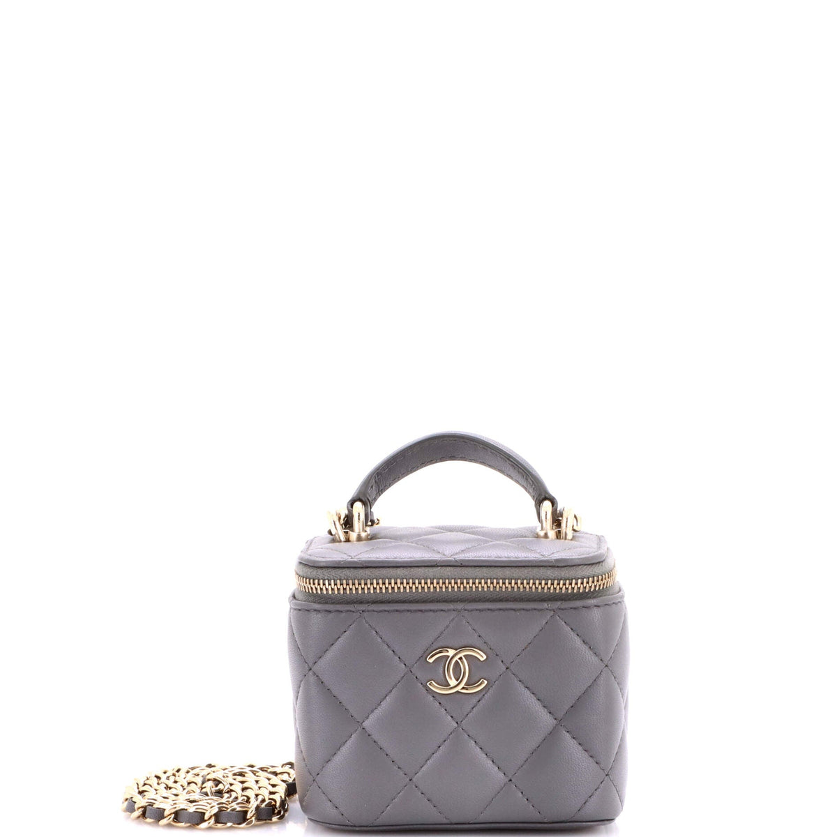 Chanel CHANEL Classic Top Handle Vanity Case with Chain Quilted Lambskin Mini
