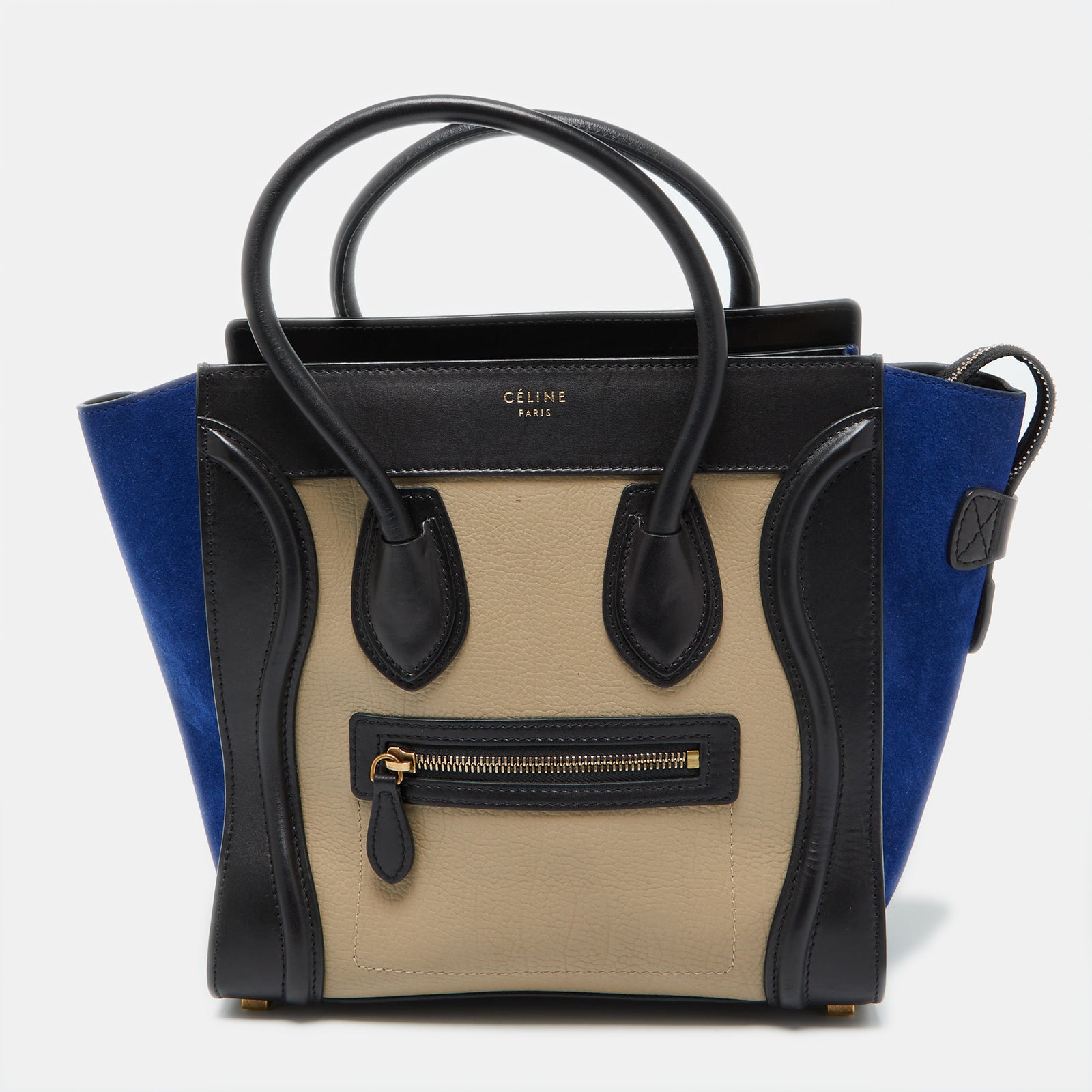 Celine Tri Color Leather and Suede Micro Luggage Tote