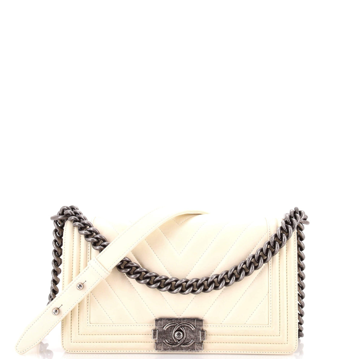Chanel CHANEL Boy Flap Bag Chevron Calfskin Old Medium