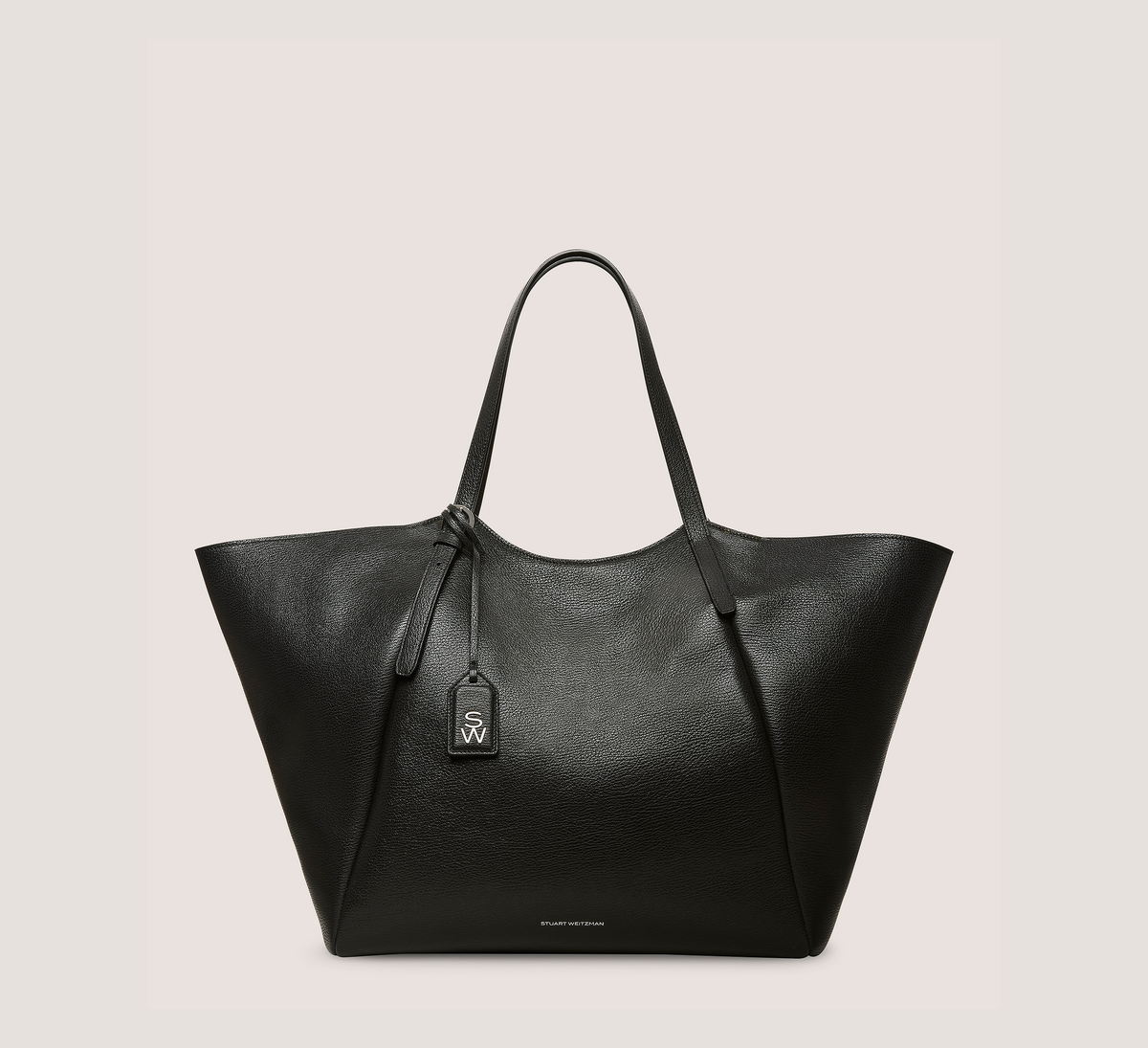 Stuart Weitzman Gogo Tote Handbags, Black Textured Leather, Size: U No Dimension