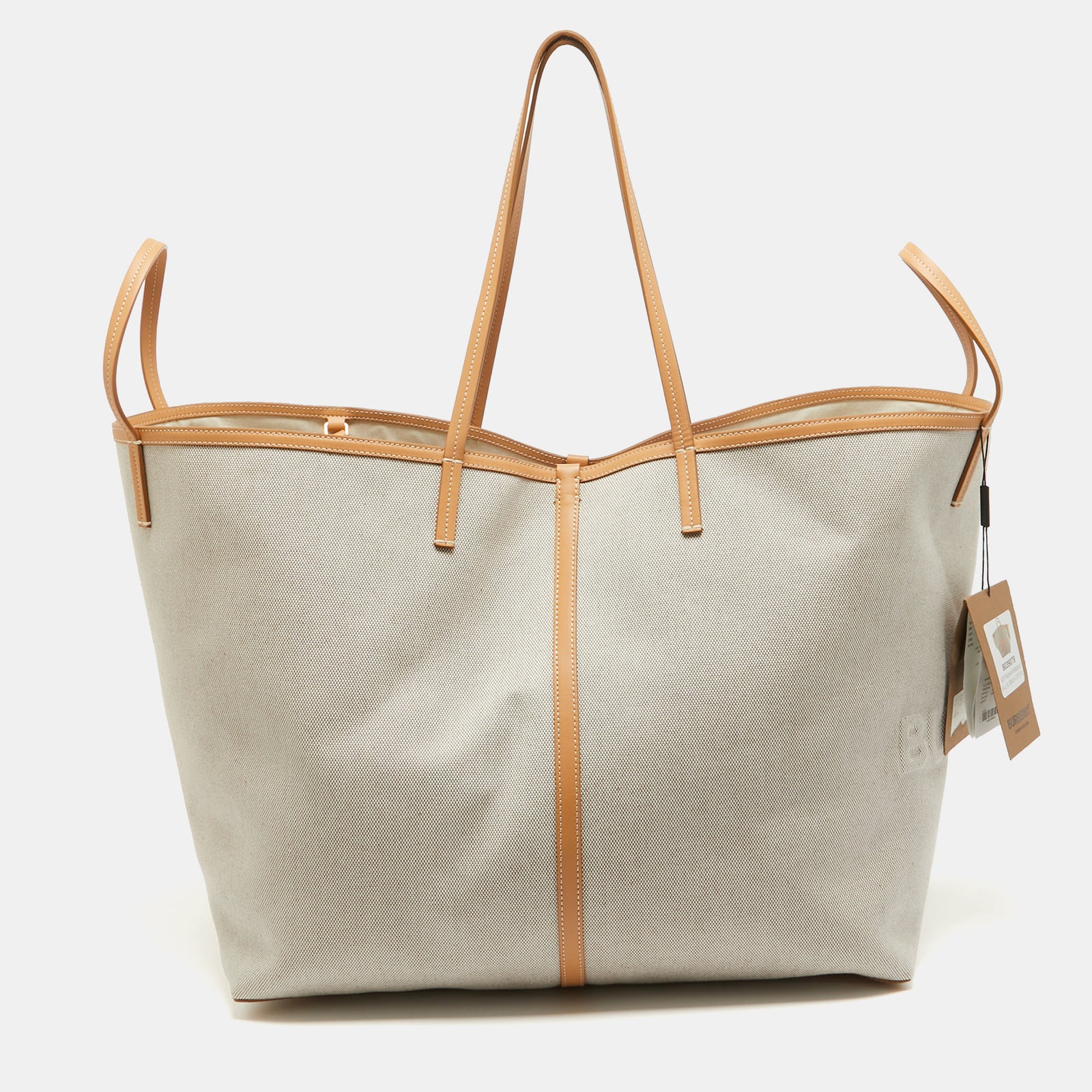 Burberry Beige Canvas and Leather XL Beach Tote