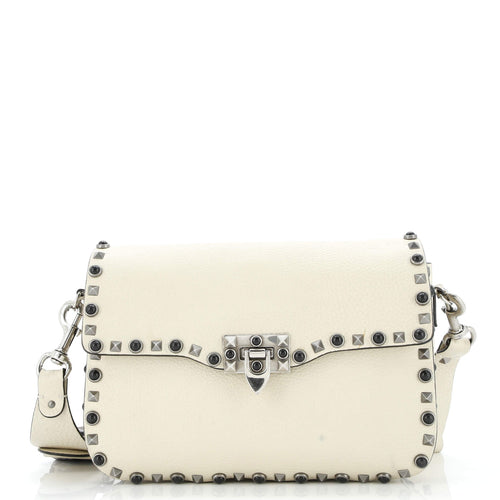 VALENTINO GARAVANI Rolling Rockstud Crossbody Bag Leather with Cabochons Medium