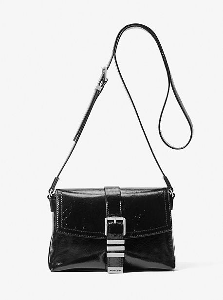 Michael Kors Mens MK Darrington Mini Crackled Leather Crossbody Bag - Black - Michael Kors