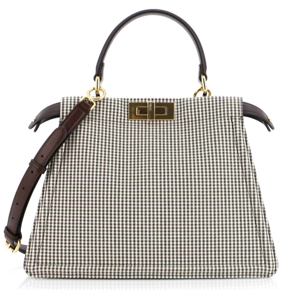 Fendi FENDI Peekaboo ISeeU Bag Houndstooth Wool Medium