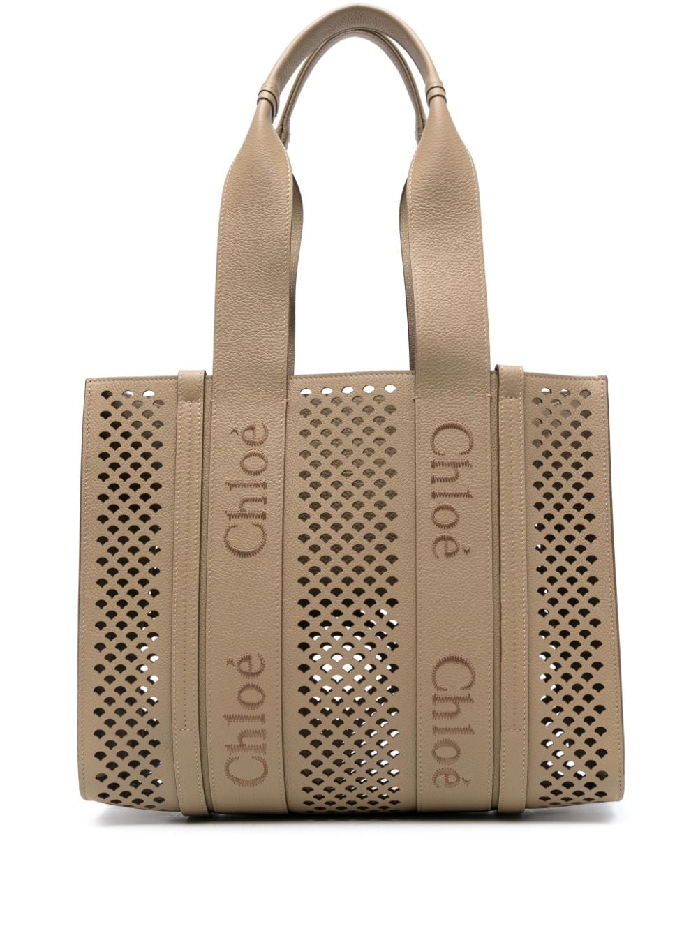 Chloé Women's Woody Leather Medium Tote in Leather Brown | Size UNI | CHC24US383M9320G