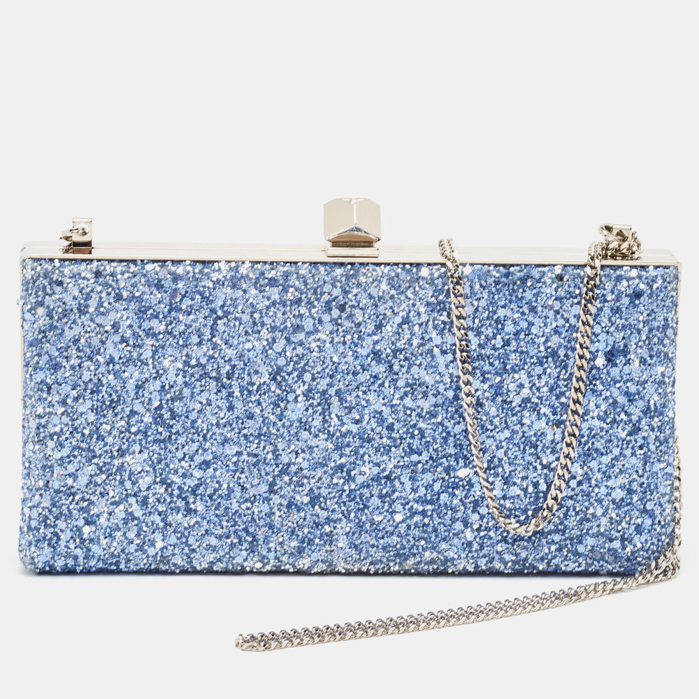 Blue Glitter Celeste Chain Clutch