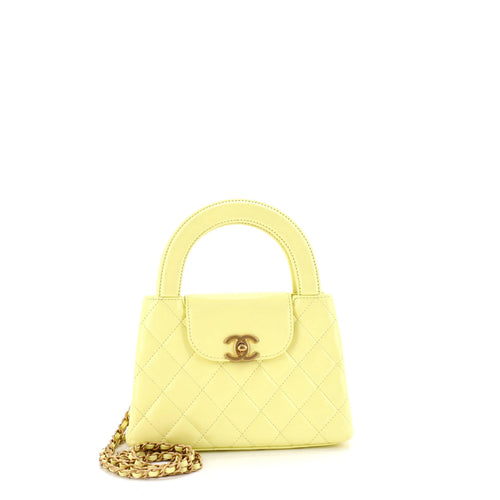 CHANEL Kelly Top Handle Shopping Bag Quilted Shiny Aged Calfskin Mini