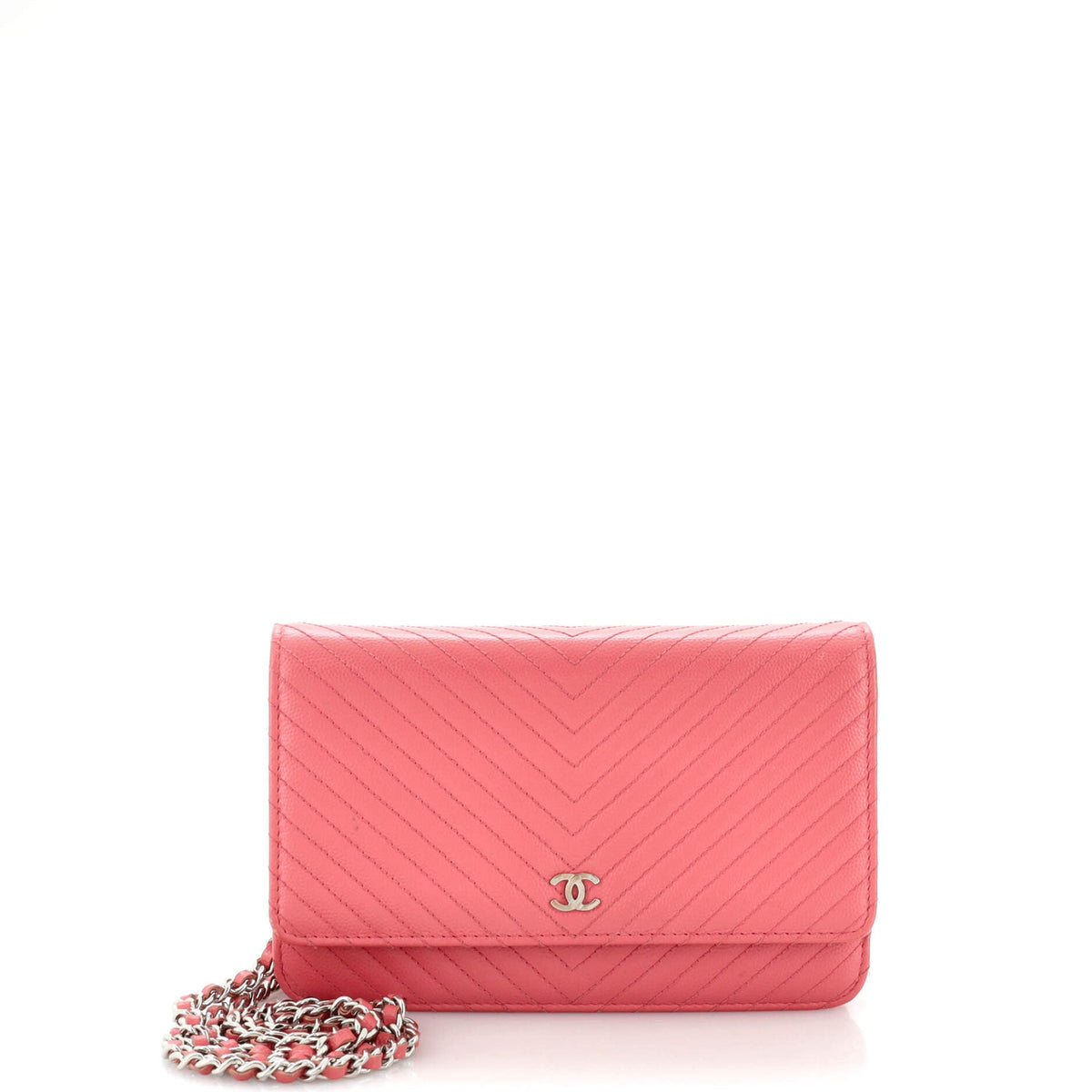 Chanel CHANEL Wallet on Chain Chevron Iridescent Caviar