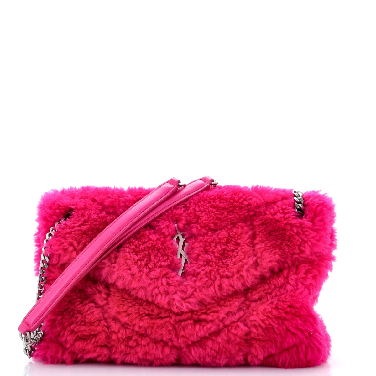 Saint Laurent Loulou Puffer Shoulder Bag Quilted Shearling Small