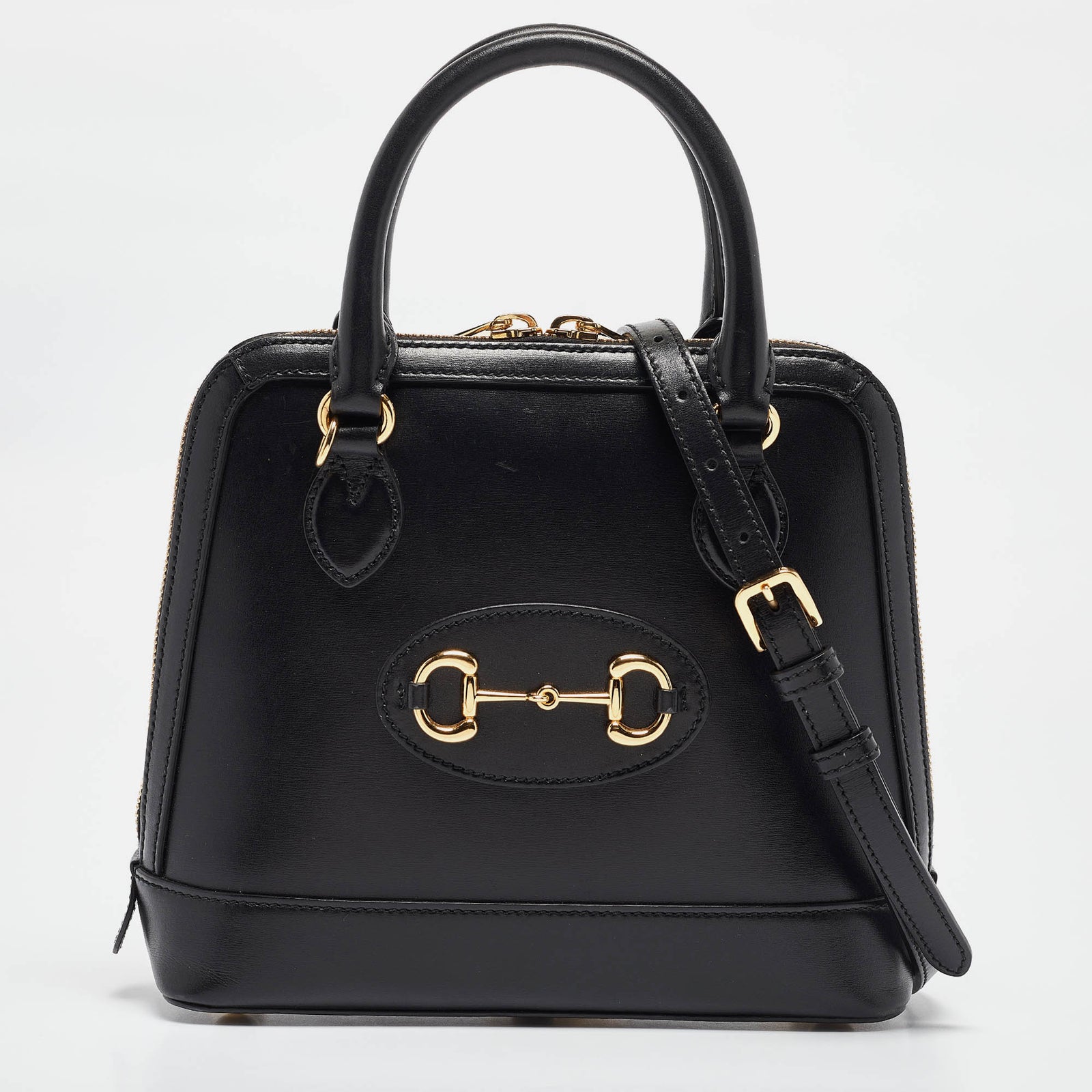 Gucci Petit sac à main en cuir noir avec mors 1955