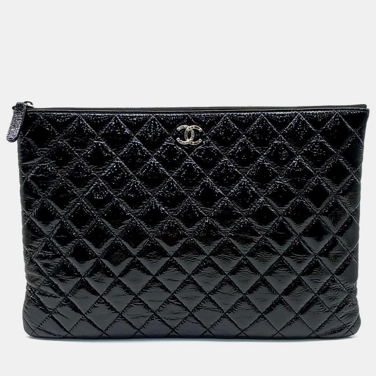 Chanel Black Quilted Leather O-Case Clutch