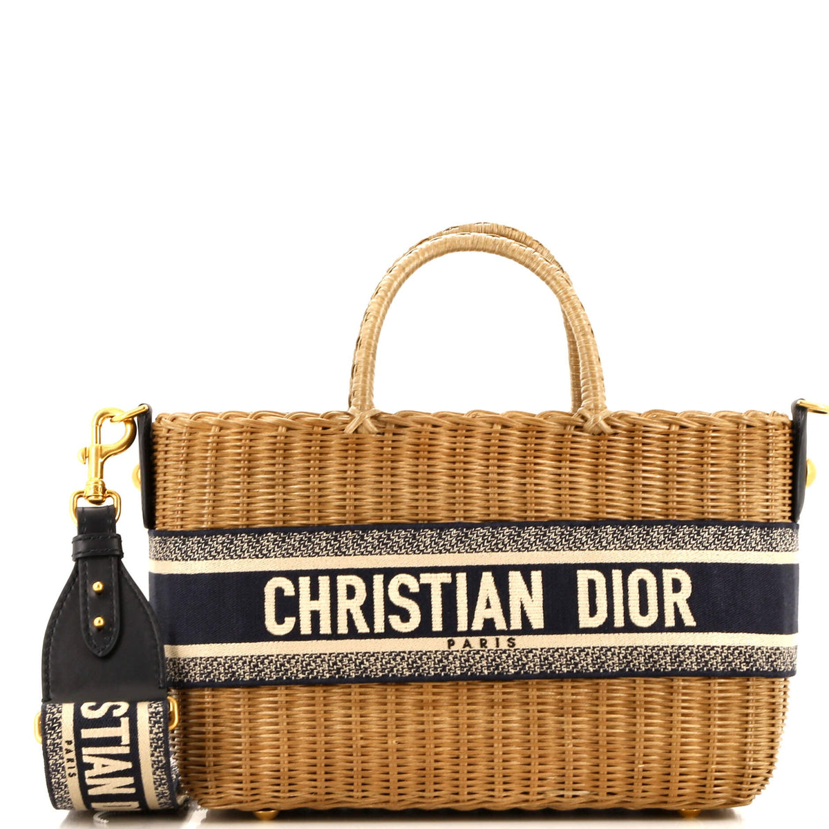 Christian Dior Basket Bag Wicker and Oblique Canvas Large