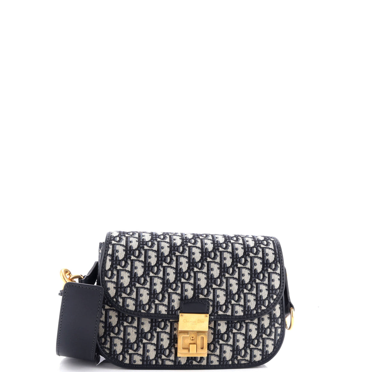 Christian Dior Front Lock Flap Bag Oblique Canvas Medium