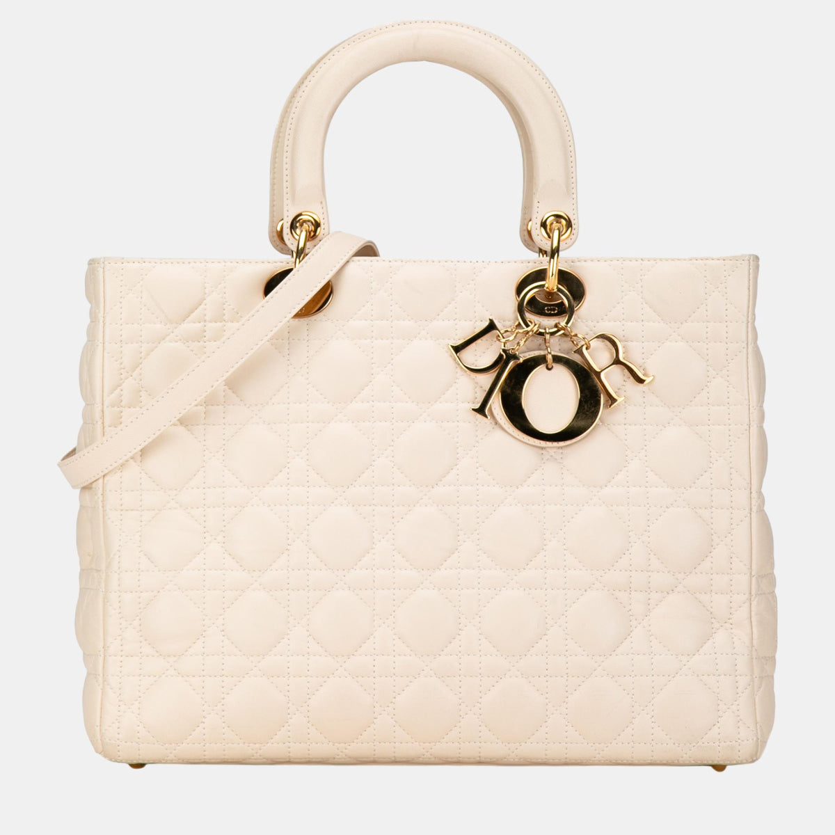 Dior Beige Large Lambskin Cannage Lady Dior