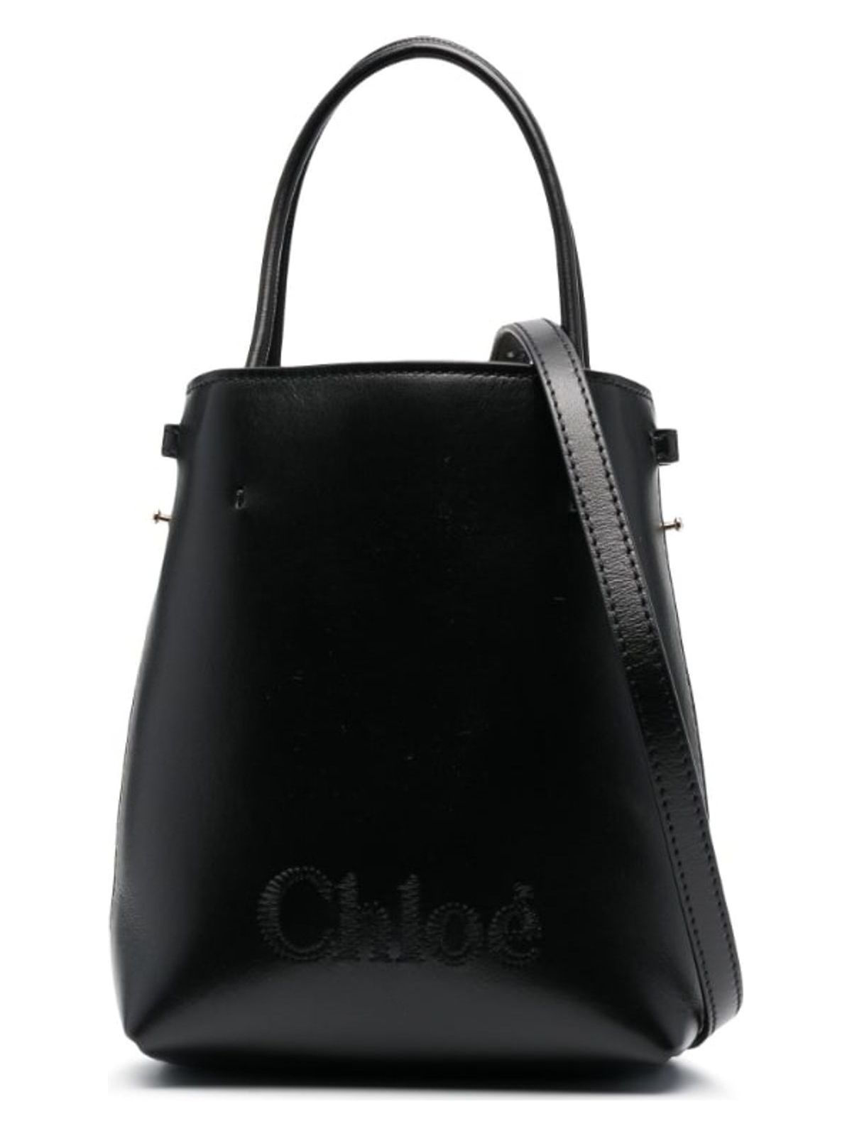 Chloé Women's Micro Leather Bucket Bag in Black | Size UNI | CHC23UP873I10CHLOESENSE001