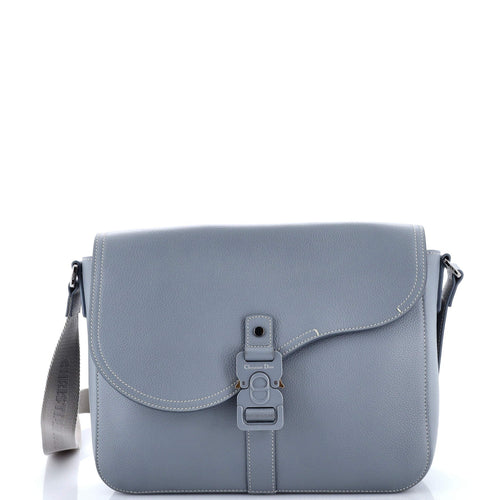 Saddle Buckle Flap Messenger Bag Leather Medium