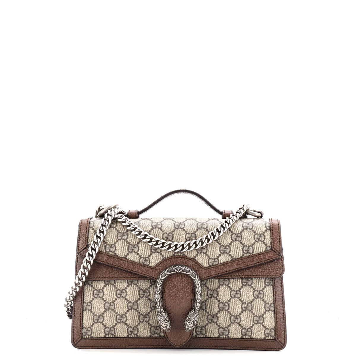 Gucci GUCCI Dionysus Top Handle Chain Bag GG Coated Canvas Small