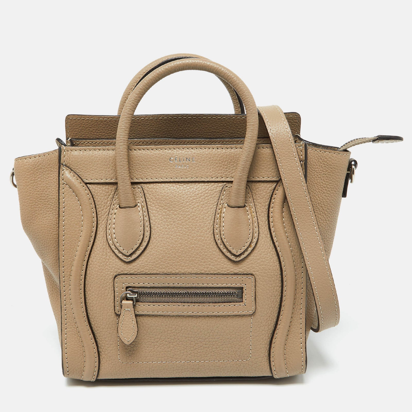 Celine Beige Leather Nano Luggage Tote