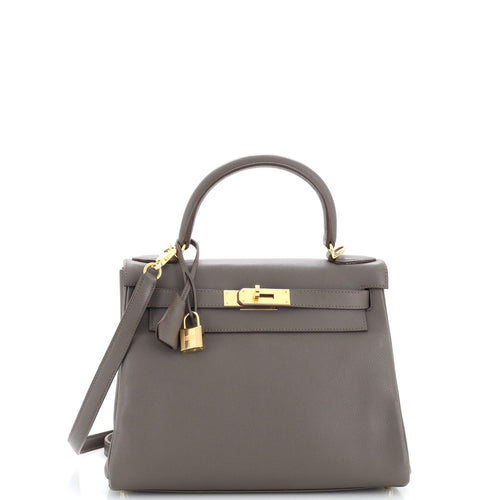 Kelly Handbag Grey Evercolor with Gold Hardware 28