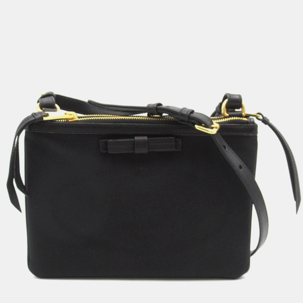 Black Canvas Bow Crossbody Bag