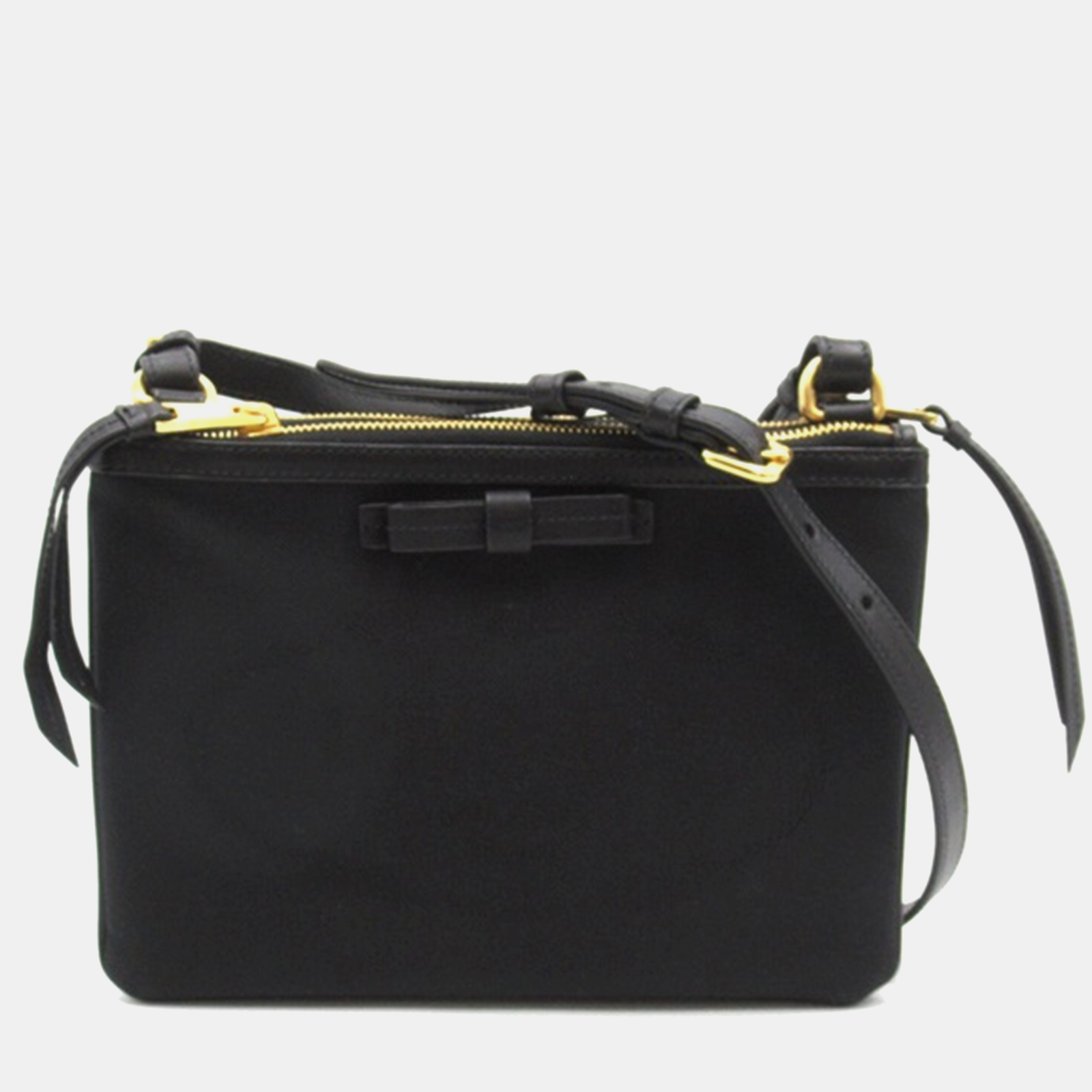 Prada Black Canvas Bow Crossbody Bag