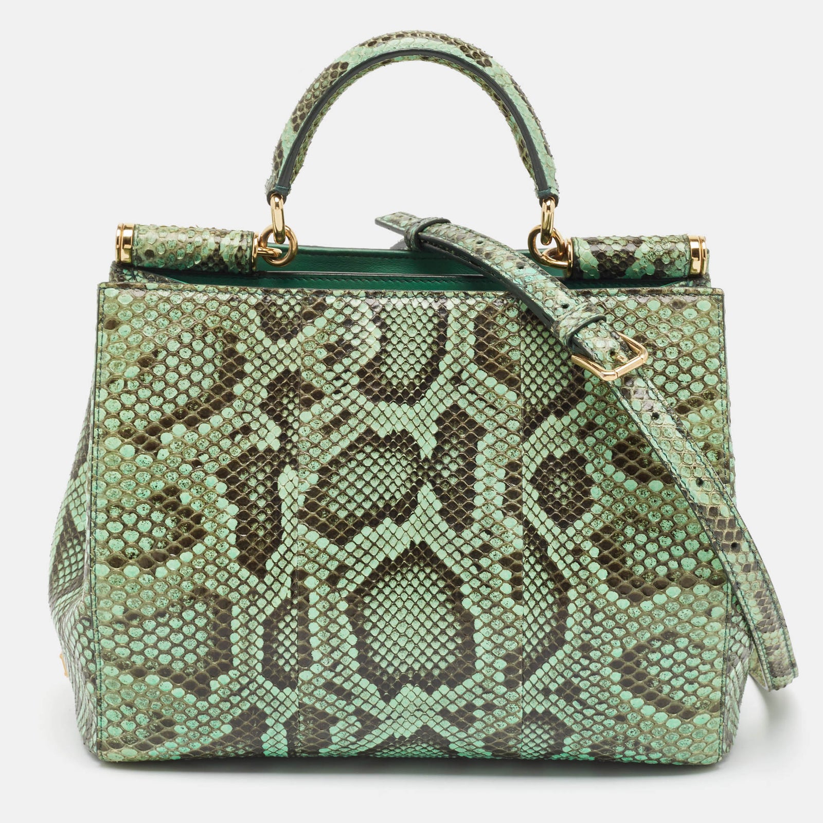 Dolce & Gabbana Grüne Python-Shopper-Tasche Miss Sicily