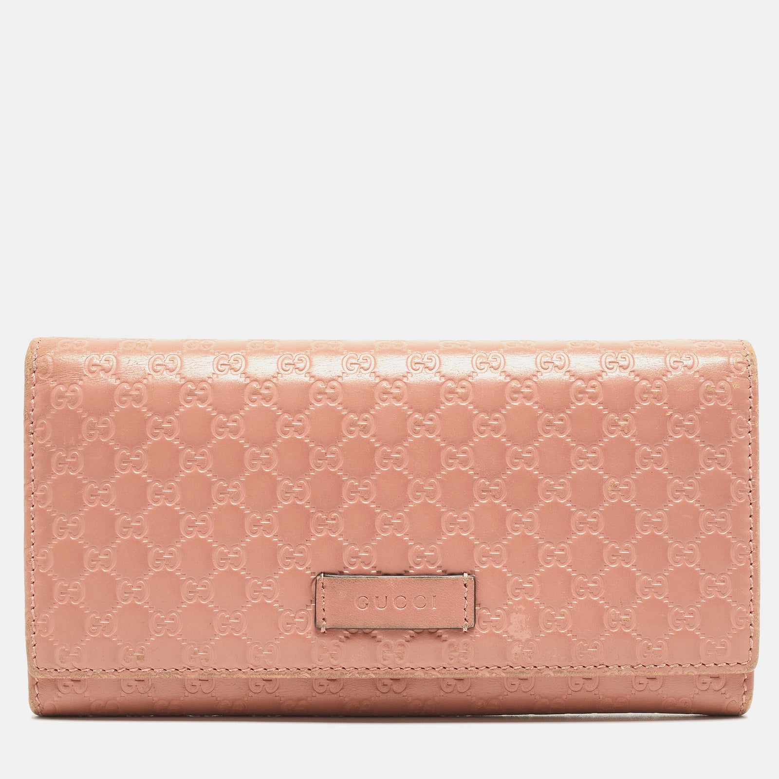 Gucci Pink Microgucissima Leather Flap Continental Wallet