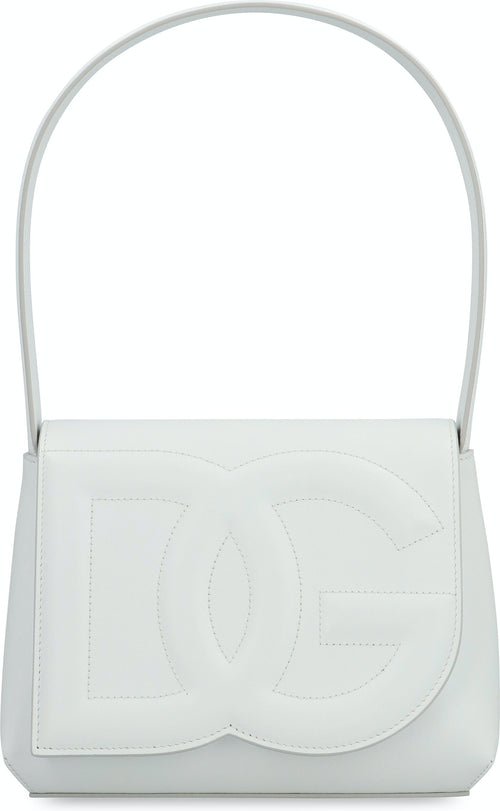 Women's Dg Logo Leather Shoulder Bag in White | BB7516AW576 Color 80002