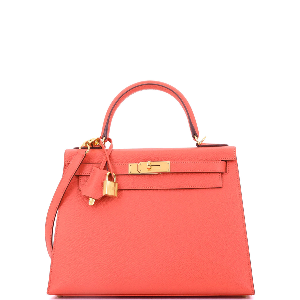 Herm?s Kelly Handbag Rouge Pivoine Epsom with Gold Hardware 28