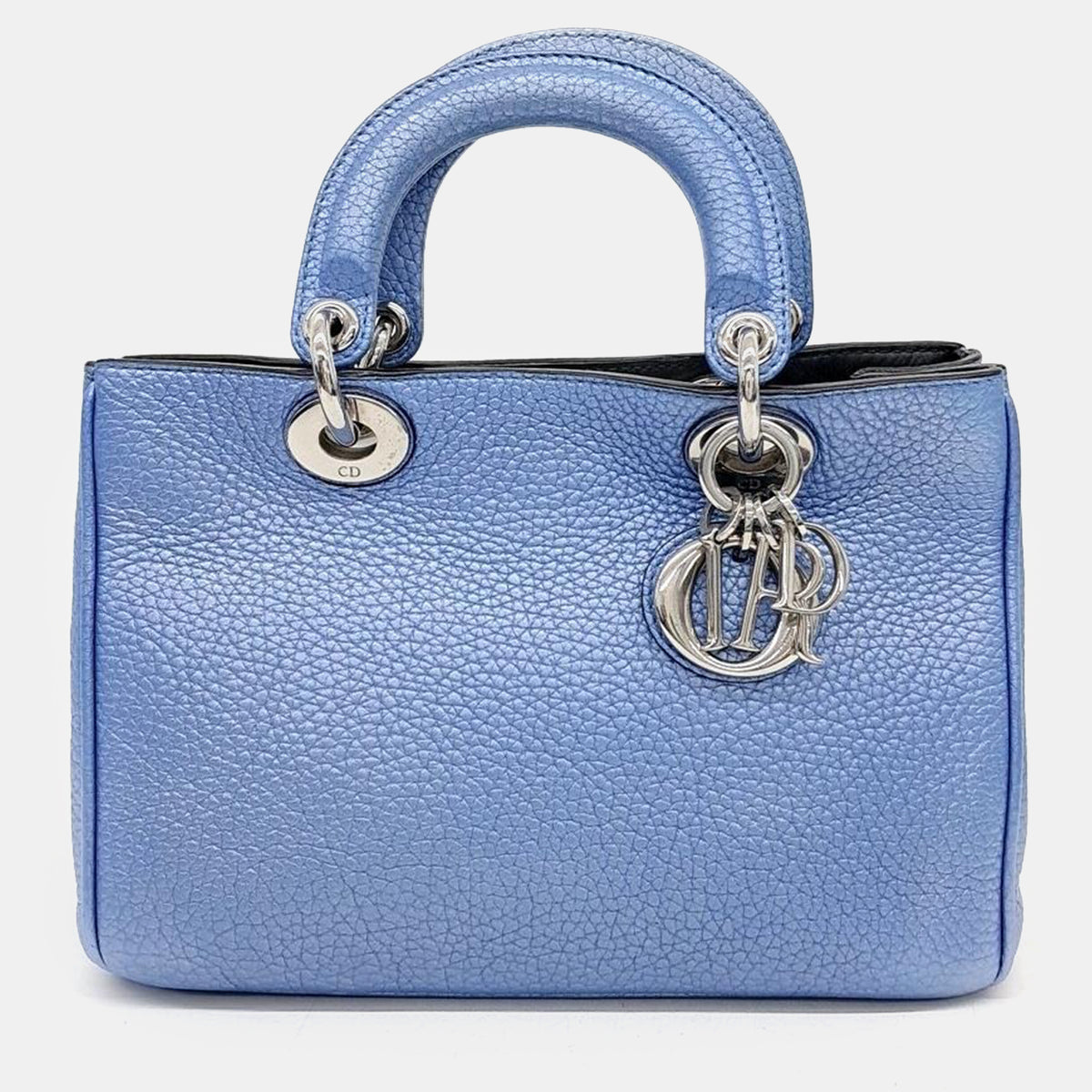 Dior Christian Blue Grained Leather Diorissimo Mini Tote Bag