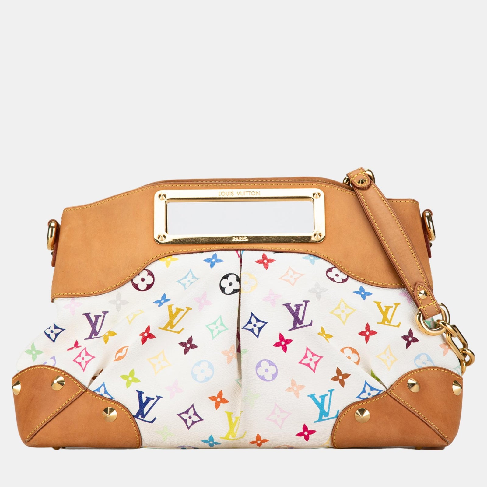 Louis Vuitton Weiße, mehrfarbige Judy MM-Umhängetasche aus Canvas mit Monogramm