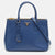 Navy Blue Saffiano Lux Leather Medium Double Zip Tote