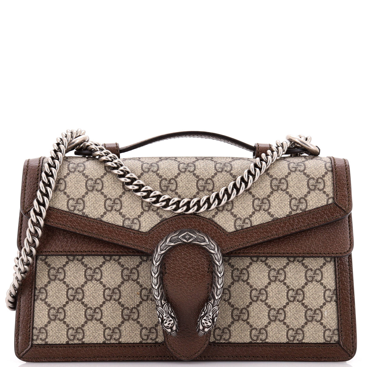 Gucci GUCCI Dionysus Top Handle Chain Bag GG Coated Canvas Small