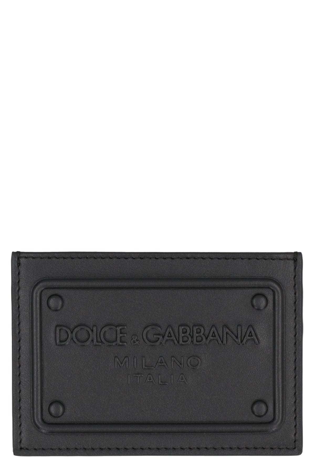 Dolce & Gabbana Men's Logo Detail Leather Card Holder in Black | BP3239AG218 Color 80999
