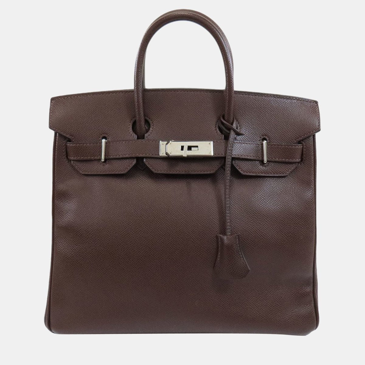 Hermès Hauta Croix 28 Dark Brown Handbag Epson Ladies