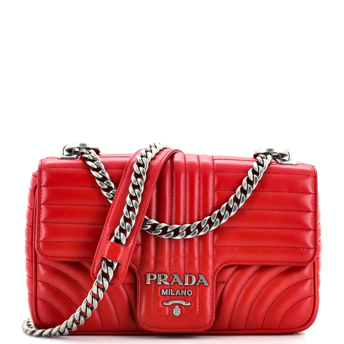 Prada PRADA Chain Flap Shoulder Bag Diagramme Quilted Leather Medium