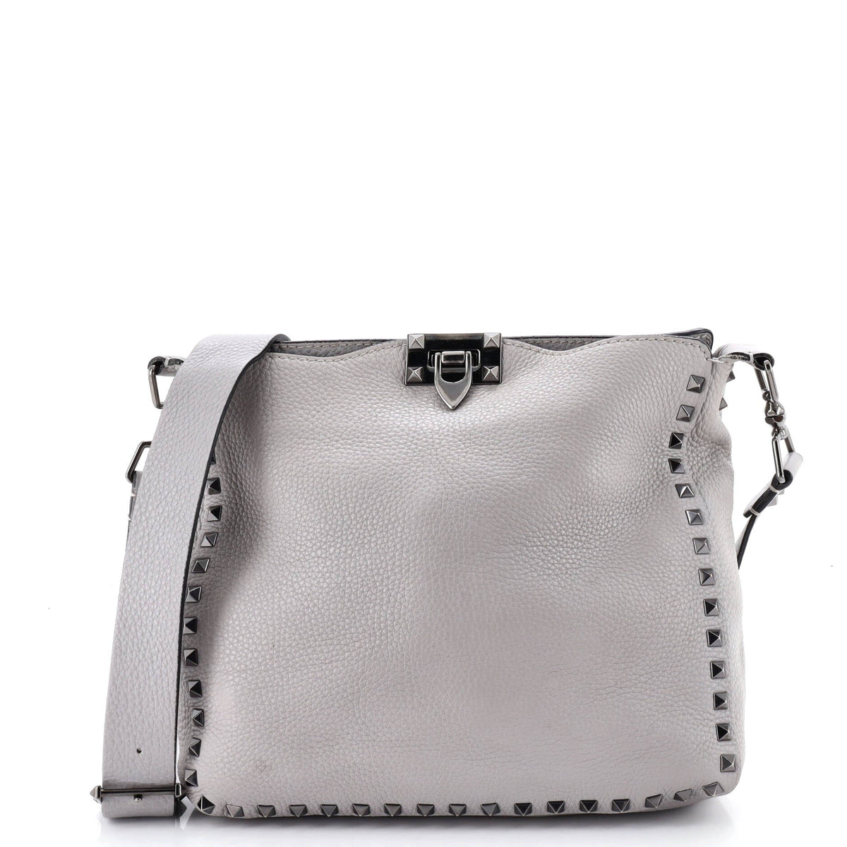 Valentino VALENTINO GARAVANI Rockstud Flip Lock Messenger Bag Leather Small