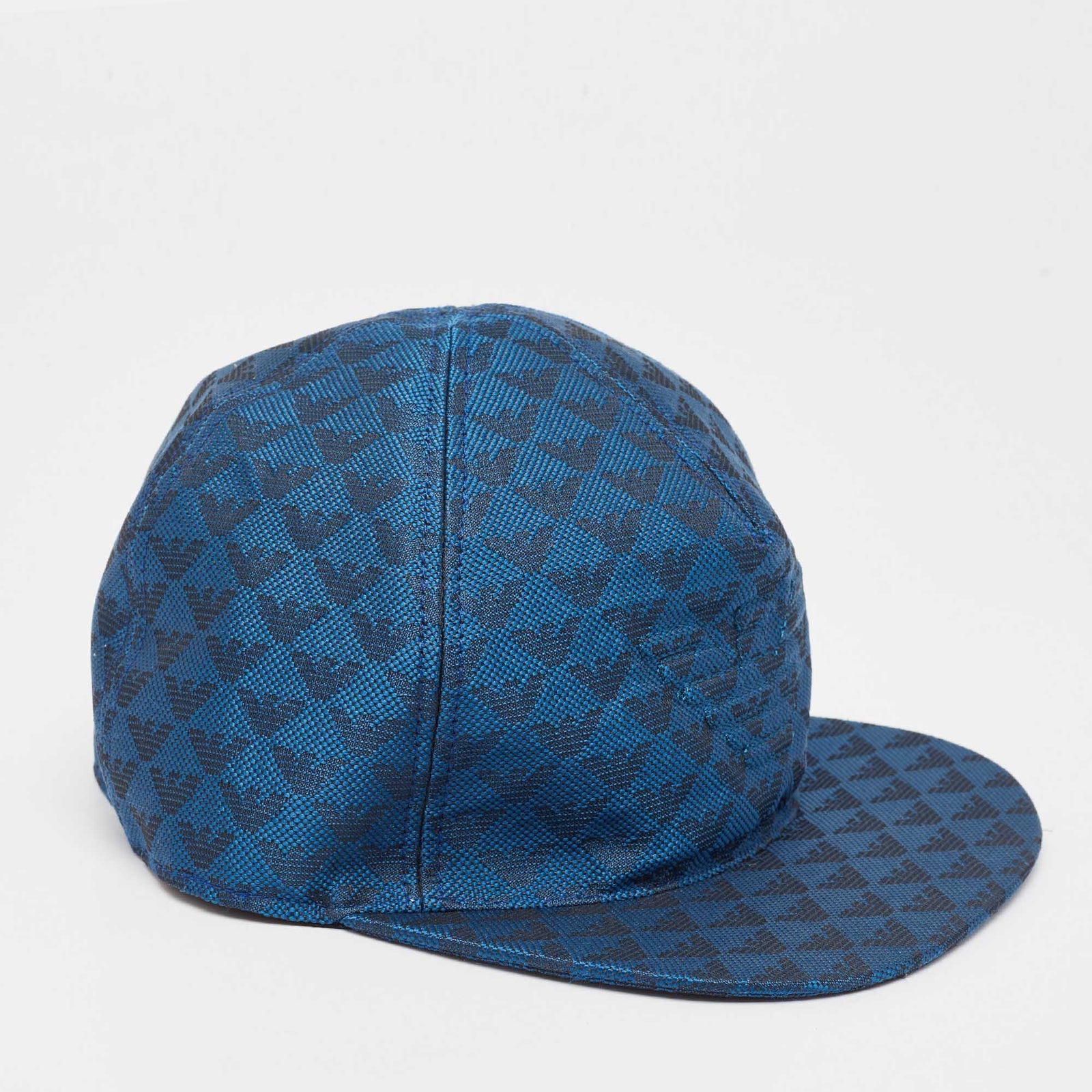 Emporio Armani Blue Monogram Pattern Canvas Baseball Cap S