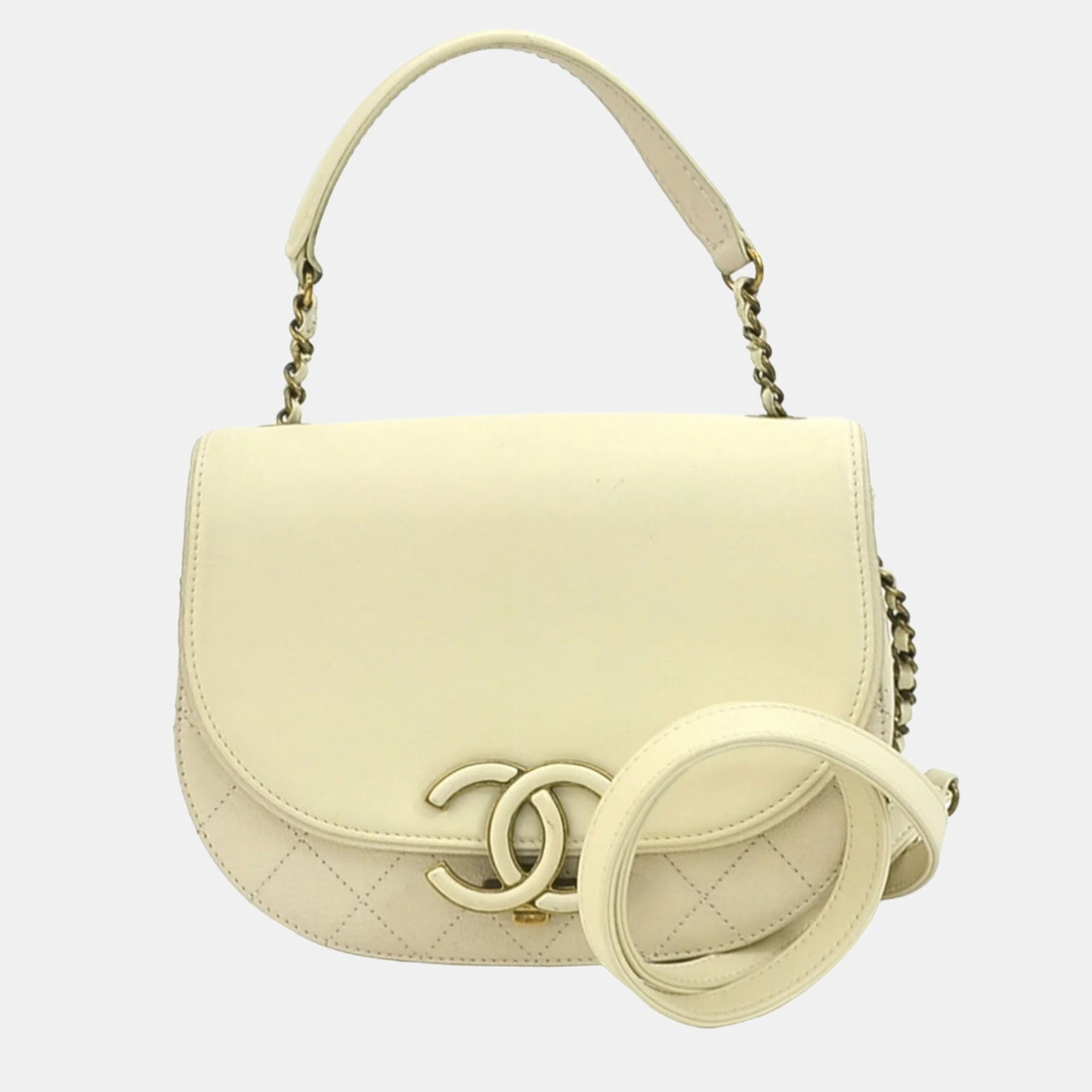 Chanel Cream Goatskin Leather Medium Coco Curve Shoulder Bag