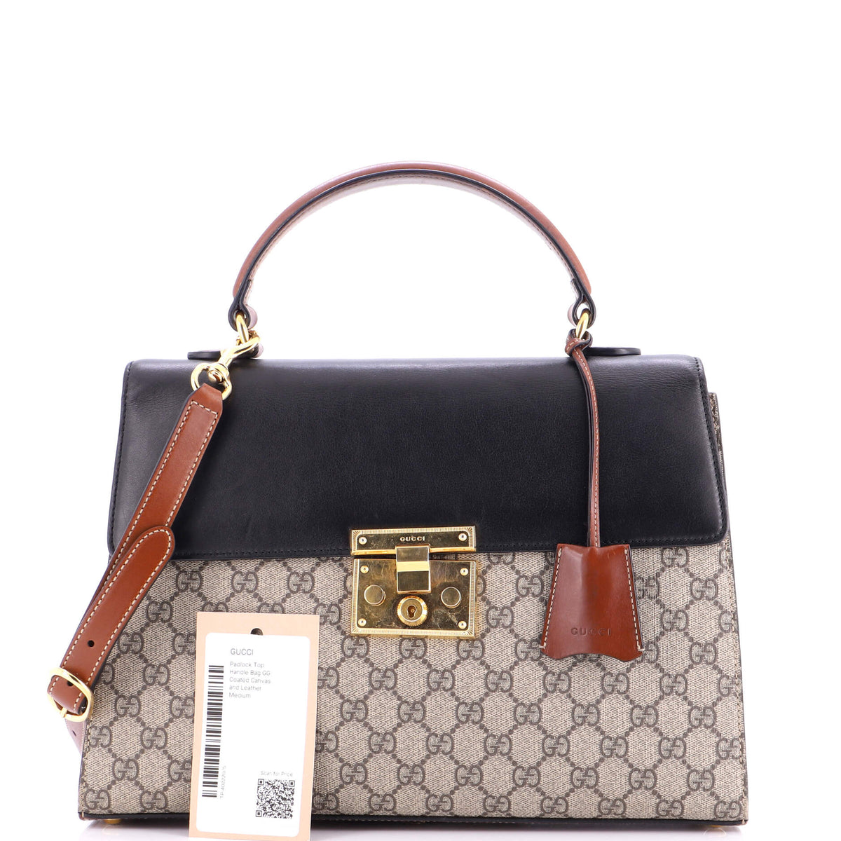 Gucci GUCCI Padlock Top Handle Bag GG Coated Canvas and Leather Medium