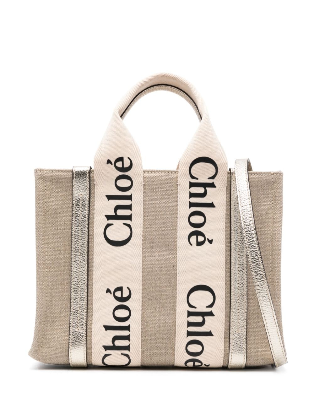 Chloé Women's Woody Small Shopping Bag in Beige | Size UNI | CHC24US397N229DJ