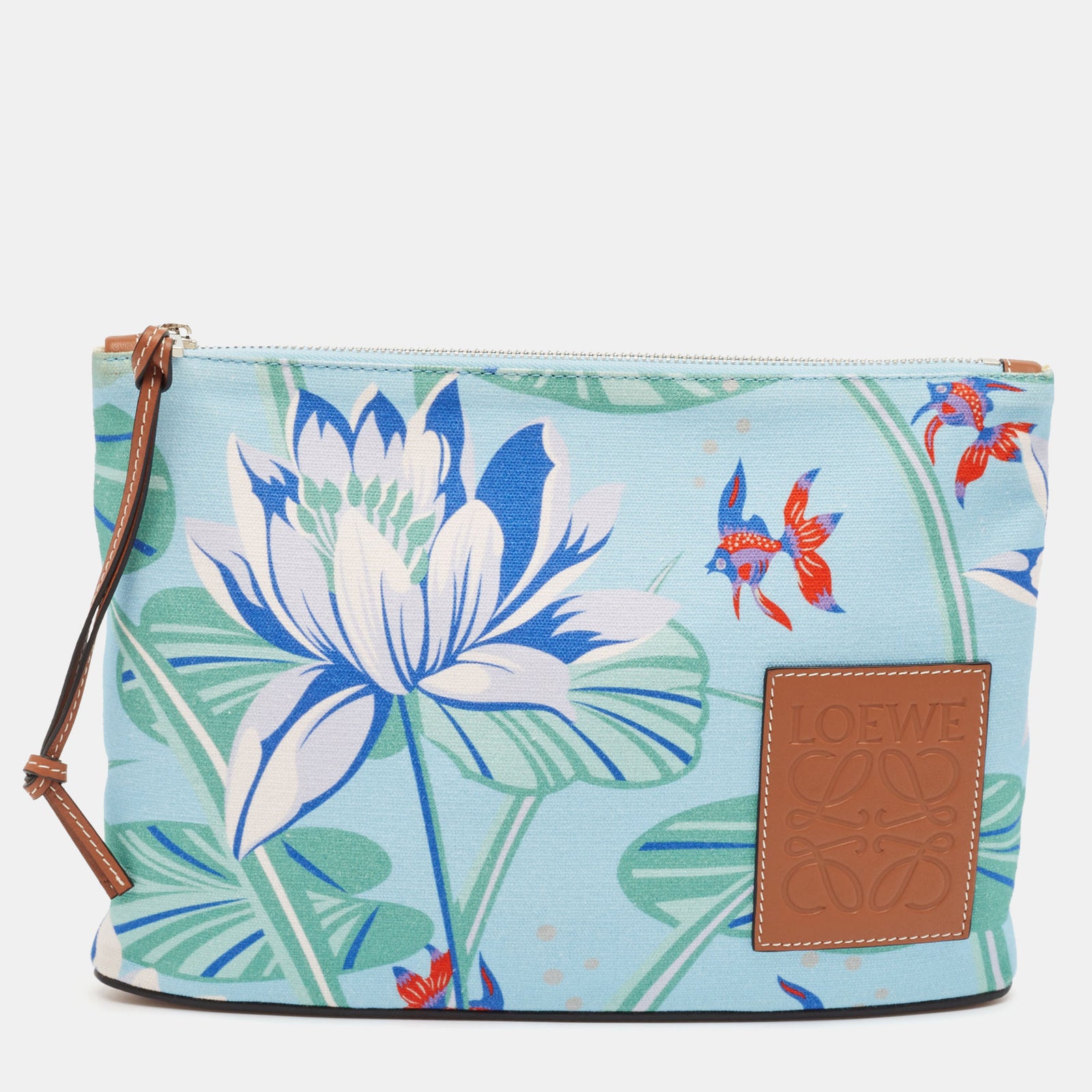 Loewe x Paula Ibiza – Beutel aus Canvas mit Seerosen-Print in Blau/Bunt