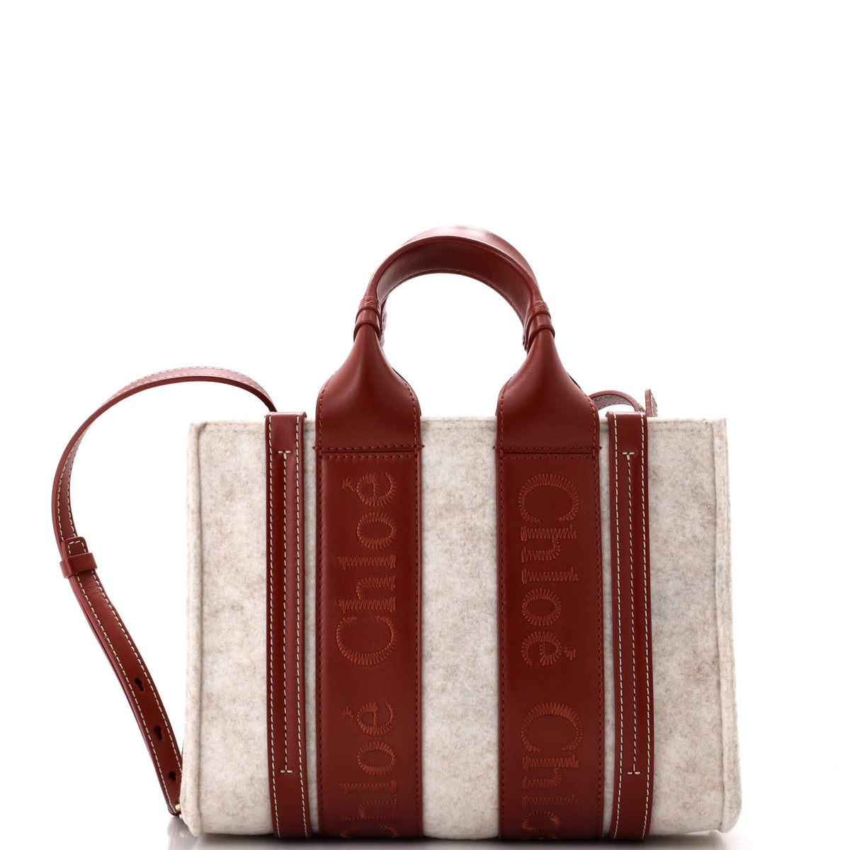 Chloe CHLOE Woody Tote Recycled Felt with Leather Small