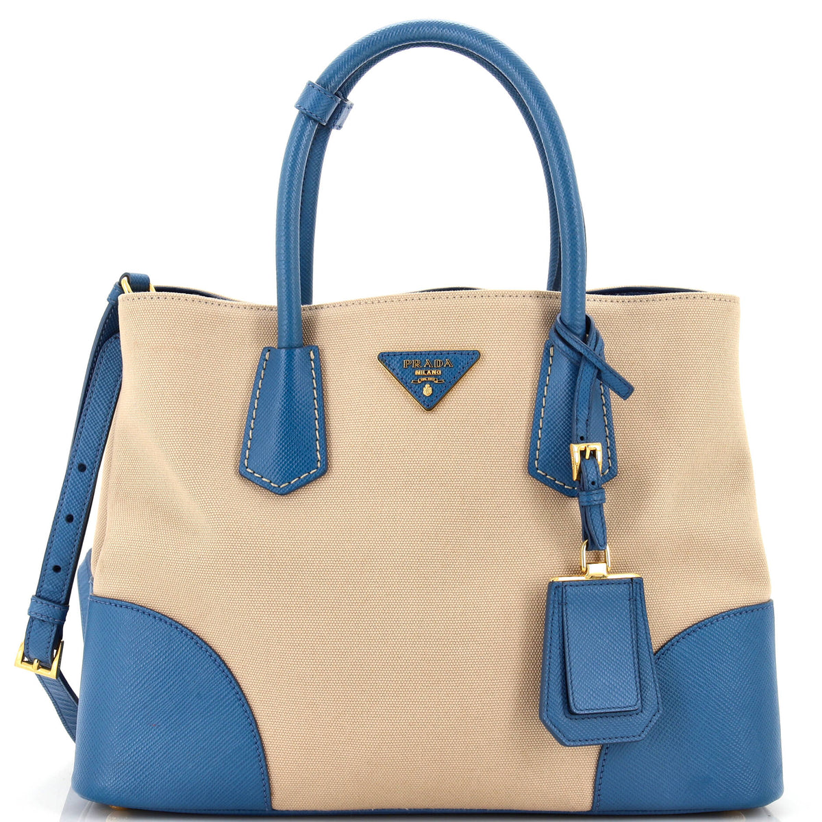 Prada PRADA Cuir Double Tote Canvas and Saffiano Leather Medium
