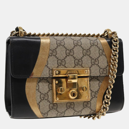 Beige GG Supreme Canvas Padlock Shoulder Bag