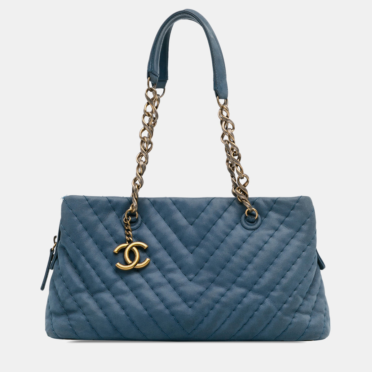 Chanel Small Chevron Surpique Iridescent Calfskin Tote Bag